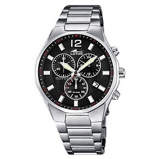 ���� �� LOTUS MEN BLACK CHRONO STAINLESS STEEL WATCH BRACELET 10125/4