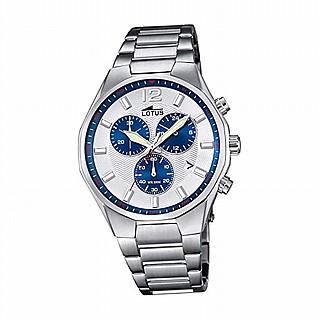 ���� �� LOTUS MEN WHITE CHRONO STAINLESS STEEL WATCH BRACELET 10125/5