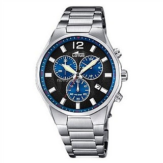 ���� �� LOTUS MENS BLACK CHRONO STAINLESS STEEL WATCH BRACELET 10125/6