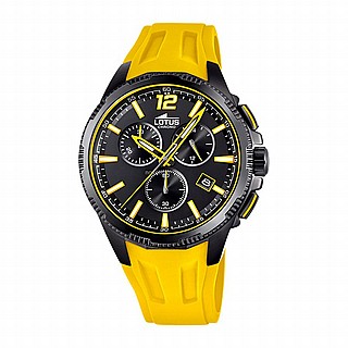���� �� LOTUS MENS BLACK LOTUS COLOR RUBBER WATCH BRACELET 18591/4