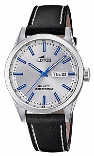 ���� �� ����� LOTUS MENS SILVER CLASSIC STEEL LEATHER WATCH BRACELET 18671/2