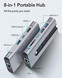 ���� ����� ESR 8-in-1 Portable Hub - Silver 4894240165096