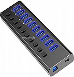 רכזת האב USB 3.0 עם 10 פורטים כולל 4 פורטים לטעינה מהירה כולל ספק כח USB3HUB50-10 רכזת האב USB 3.0 עם 10 פורטים כולל 4 פורטים לטעינה מהירה כולל ספק כח USB3HUB50-10