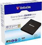 צורב חיצוני VERBATIM EXTERNAL SLIMLINE CD/DVD WRITER USB3.2 Gen1/USB-C צורב חיצוני VERBATIM EXTERNAL SLIMLINE CD/DVD WRITER USB3.2 Gen1/USB-C