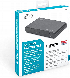 ���� DIGITUS 4K HDMI switch DS-45316 - video/audio switch - 3 ports