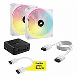  ��� ������� ����� ���� Corsair iCUE LINK QX140 RGB 140mm PWM PC Fans Starter Kit with iCUE LINK System Hub CO-9051008-WW
