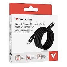 ��� VERBATIM SYNC&CHARGE USB C TO USB C 100W MAGNETIC 1.2M-BLACK 31863