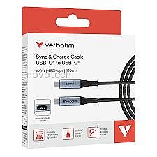 ��� VERBATIM SYNC & CHARGE USB C TO USB C 100W DISPLAY 120 CM 31848