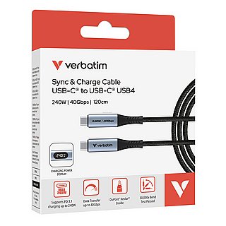 ��� VERBATIM SYNC & CHARGE USB C TO USB C 240W DISPLAY 120 CM 31849