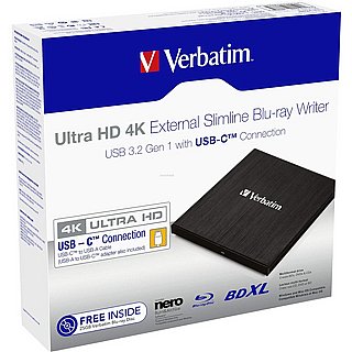 ���� ������ ��� ��� Verbatim Ultra HD 4K External Slimline Blu-ray Writer USB-C 43888