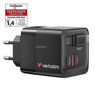 ���� ��� Verbatim GaN Wall Charger 65W 2 Port with Retractable Cable 32217
