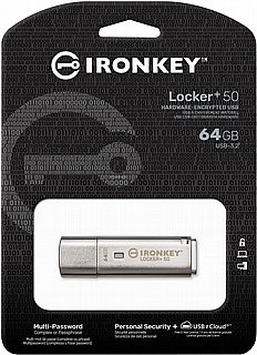 ���� Kingston USB-Stick IronKey Locker+ - USB 3.2 Gen 1 (3.1 Gen 1) - 64GB IKLP50/64GB