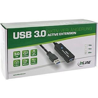��� ����� ������ ������ USB 3.0 ����� 20 ����� InLine� USB 3.0 Cable Active Repeater Cable Type A male to A female black 15m