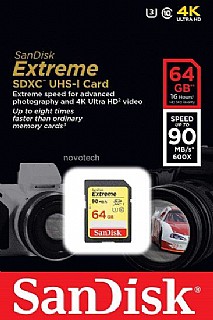 ����� �h���� SanDisk Extreme 600x Secure-Digital SDXC UHS-I SDSDXVE-064G - ��� 64GB