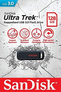 ������ ���� SanDisk 128GB Ultra Trek USB 3.0 Flash Drive - SDCZ490-128G-G46