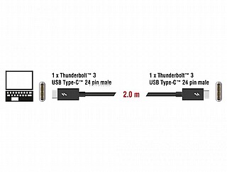 ��� Delock Thunderbolt 3 (20 Gb/s) USB-C cable male To male passive 2.0 m 3 A black