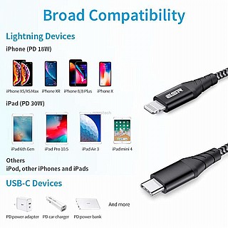 ��� ESR 1m MFi USB-C to Lightning PD Charging Cable